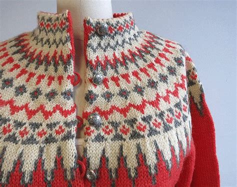 Vintage Nordic Wool Fair Isle Cardigan 1950s Hand By Zestvintage
