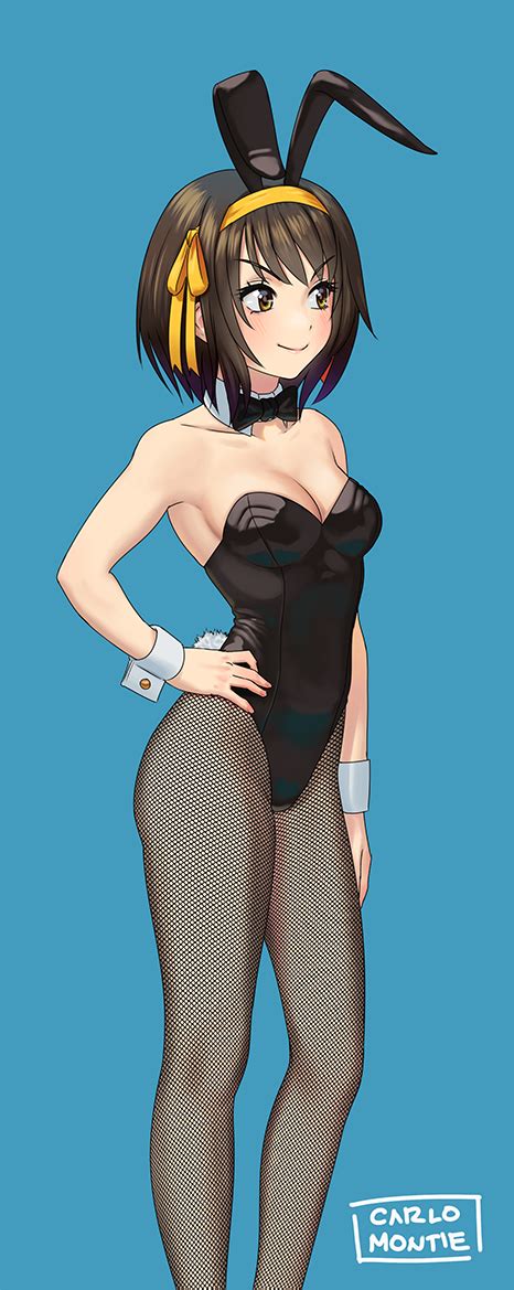 Haruhi Suzumiya In Black Bunny Bodysuit