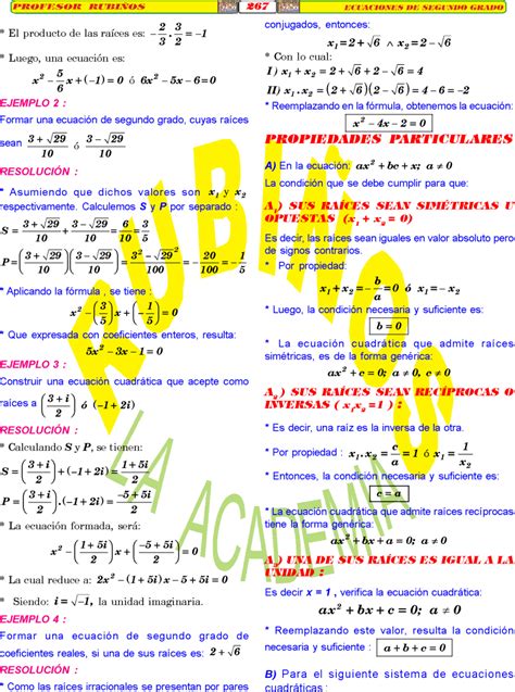 Ecuaciones De Segundo Grado Problemas Resueltos De Álgebra RubiÑos Pdf