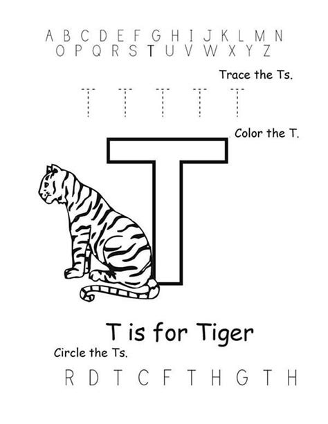 Letter T Letter T Is Fo Tiger Coloring Page Letter T Lettering