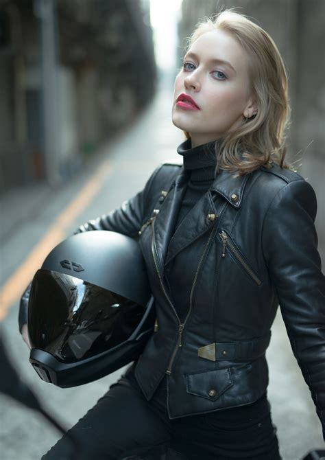 Black Leather Motorcycle Jacket Leather Jacket Girl Motorcycle Girl