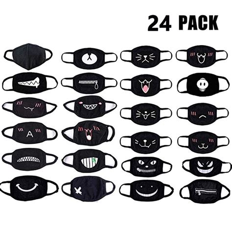 24 Pcs Funny Mouth Masks Unisex Anime Cartoon Teeth Pattern