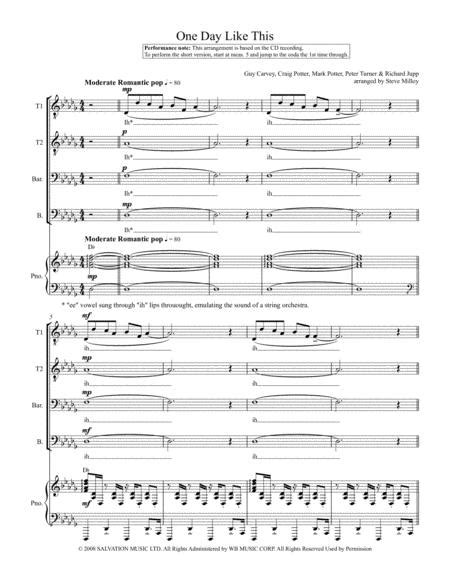 One Day Like This By Elbow Digital Sheet Music For Octavo Download And Print H0738591