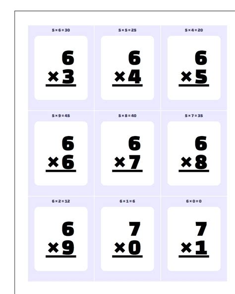 3rd Grade Multiplication Flash Cards Printable