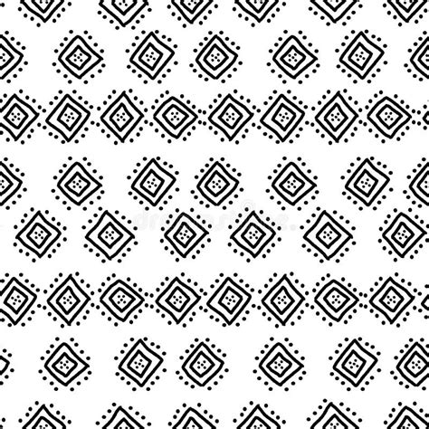 Black And White Simple African Mudcloth Fabric Seamless Pattern Vector