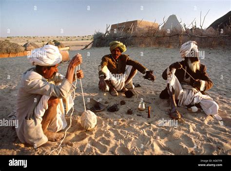 India Rajasthan Thar Desert People Rajasthani Desert Khuri Village Men
