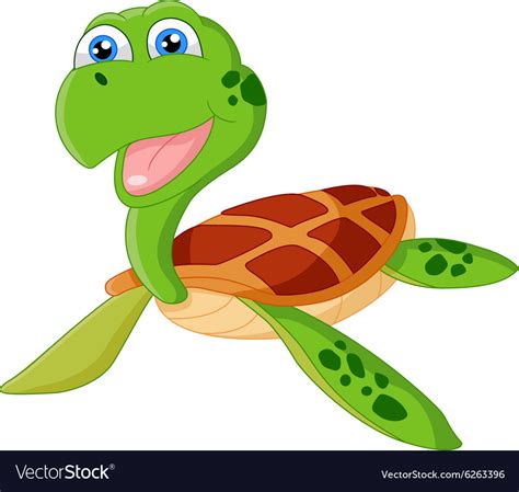 Happy Sea Turtle Cartoon Royalty Free Vector Image