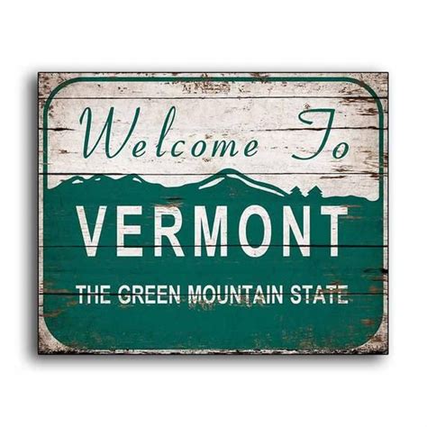 Vermont Welcome Sign Wood Sign Signage Wooden Green Mountain State Home