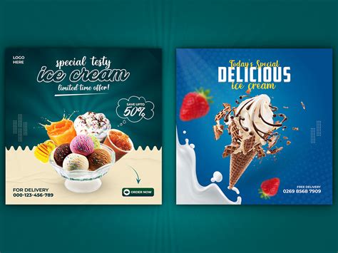 Social Media Ice Cream Post Banner Template Design By SM SHAHIDUL ISLAM On Dribbble