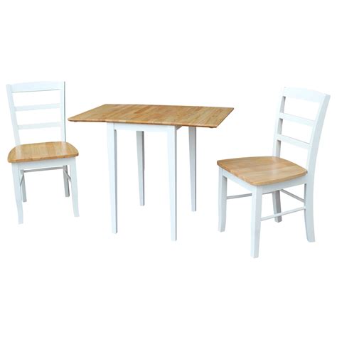 Small Dual Drop Leaf Table And 2 Madrid Chairs In Whitenatural Set