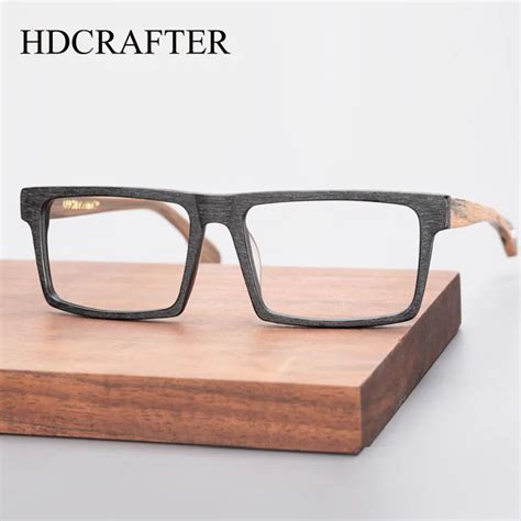 Hdcrafter 156mm Big Size Wood Square Prescription Optical Glasses Frame Men Eyeglasses Myopia