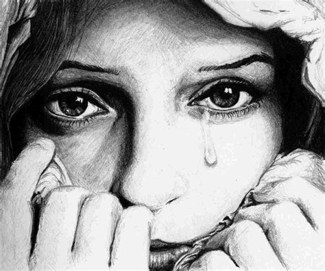 Realistic Crying Girl Drawing