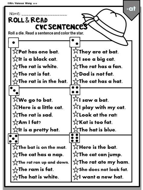 These free little books contain 10 cvc and sight word sentences each and they're great for developing reading fluency and to practice tracing words. Phonics CVC Short Vowels - Roll & Read Sentences ...