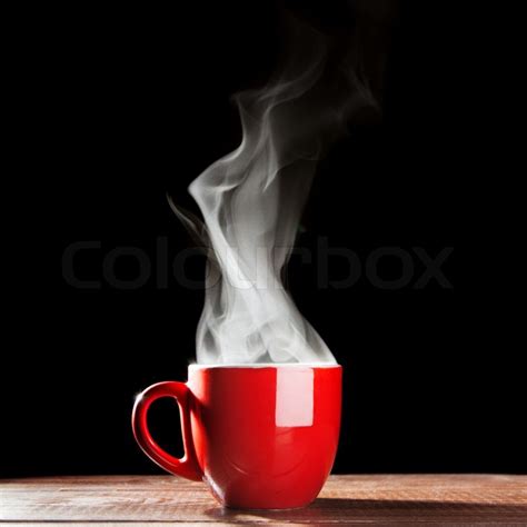 Steaming Coffee Cup On Dark Background Stock Image Colourbox