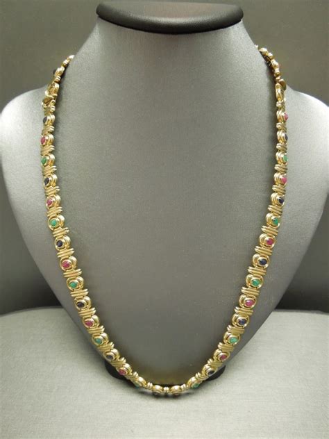 Egyptian Gold 19tcw Precious Gemstone Necklace And Bracelet Set