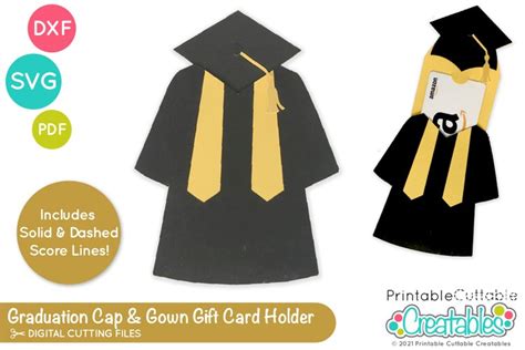 Cap And Gown Graduation T Card Holder Svg File