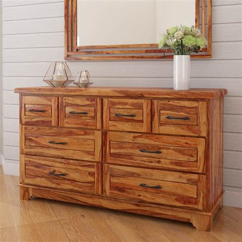 Colonial Rail Top Solid Wood Bedroom Dresser With 8 Drawers Solid