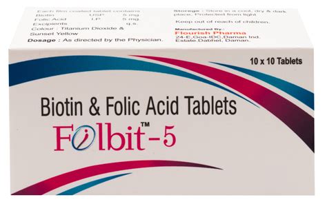 Folbit Biotin And Folic Acid Tablets Packaging Type Box 5 Mg At Rs