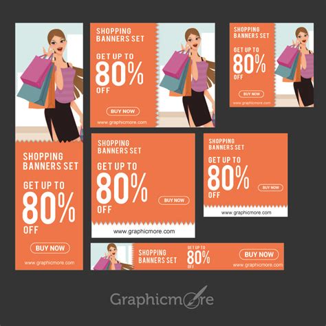 Shopping Banners Set Design Free Vector File Download By Graphicmore