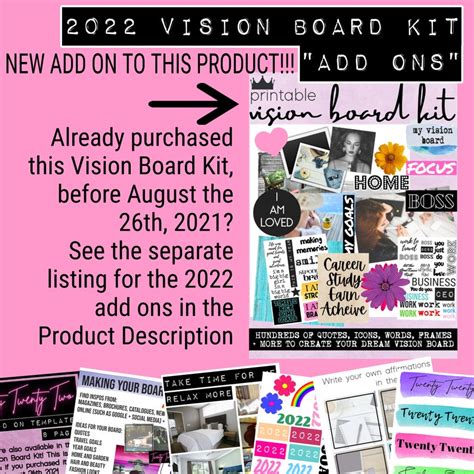 Vision Board Kit With Printable Words Quotes Images Frames Etsy