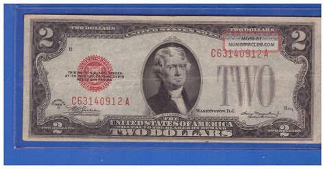 1928d 2 Dollar Bill Old Us Note Legal Tender Paper Money Currency Red