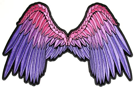 Angel Wings Beautifully Embroidered In Pink And Purple Large Back Patch