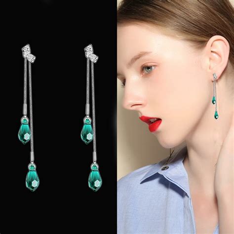 Elegant Water Drop Crystal Dangle Earrings For Women Classic Long
