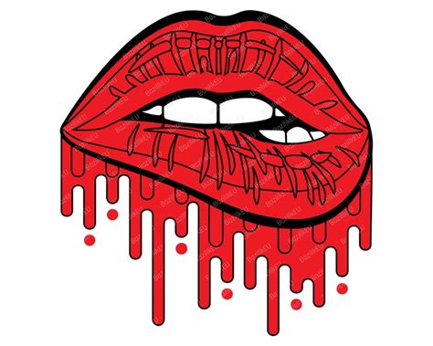 Dripping Lips SVG Sexy Biting Lips PNG SVG Bleeding Lips Etsy