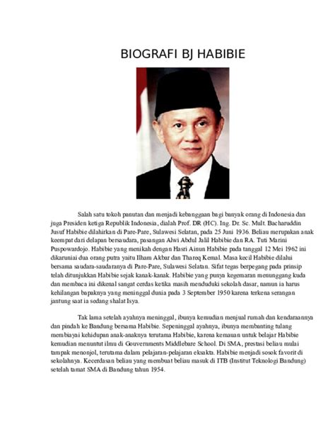 Biografi Bj Habibie Singkat Dan Lengkap