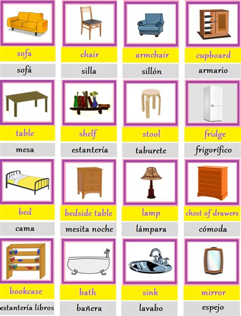 Aprende Inglés Ejercicios Sobre Los Muebles De La Casa En Inglés