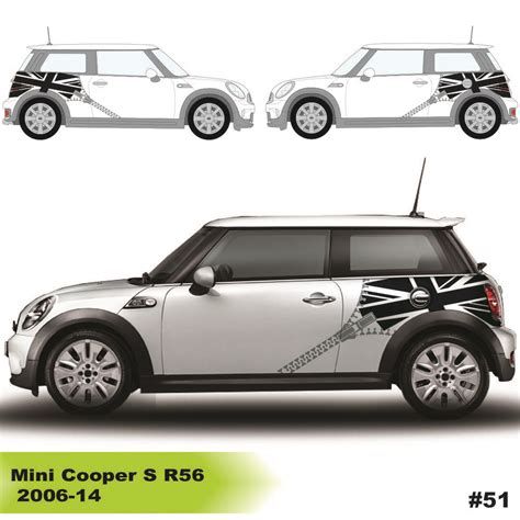 Fits Mini Cooper S R56 2006 14 Union Jack And Zip Car Side Graphic Vinyl