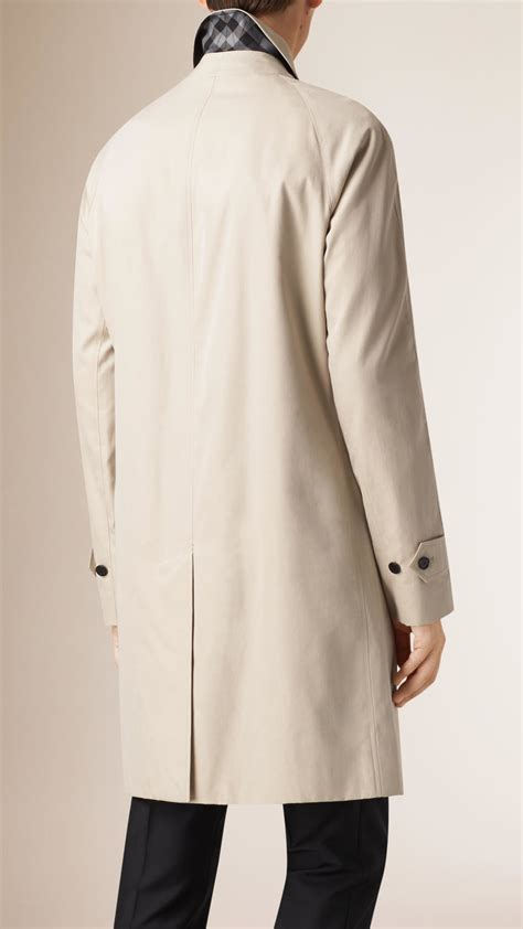 Lyst Burberry Long Cotton Gabardine Car Coat Trench In Natural For Men