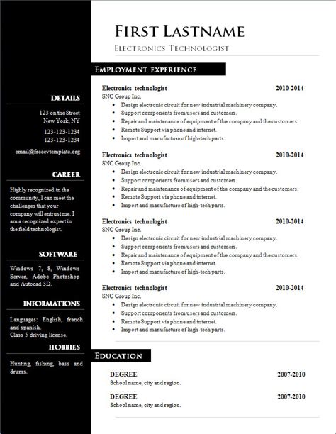 Get a beautiful resume in 5 minutes! cv word download free