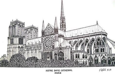 Frederic Kohli Notre Dame Cathedral Paris Architecture Drawing