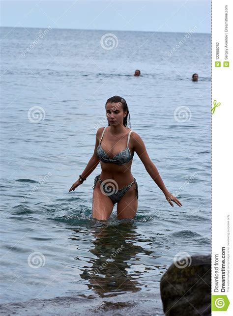 Hot Woman Posing On A Beach Stock Photo Image Of Hair