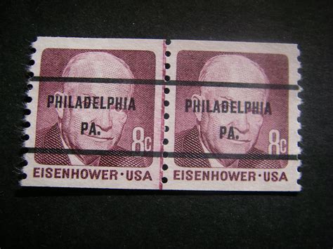 Precancel - Scott 1402b - 8c Eisenhower - LINE PAIR - PA - PHILADELPHIA