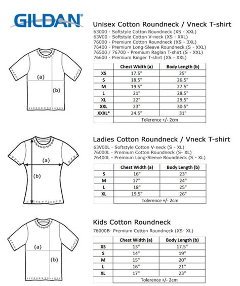 Gildan Premium Cotton Ring Spun Size Chart Ø³ÙÙˆÙŠ ØÙÙˆ ÙˆØÙØ¹