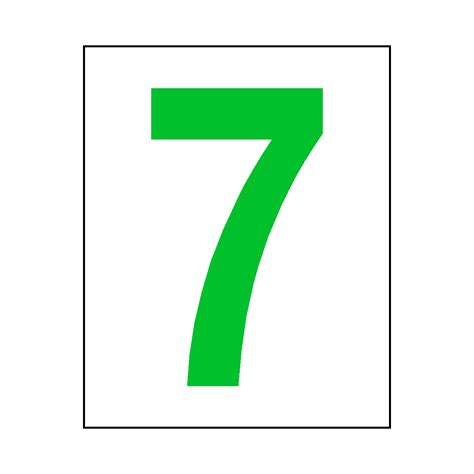 Number 7 Sticker Green Safety Uk