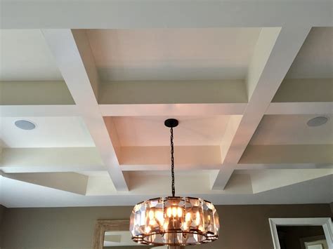 For our coffered ceiling we did not add any crown molding or additional accents to the grid. How to Build a Coffered Ceiling - Happy Haute Home