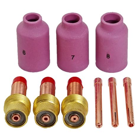 Tig Gas Lens Kit Collets Alumina Nozzles Consumable Accessories Fit Tig