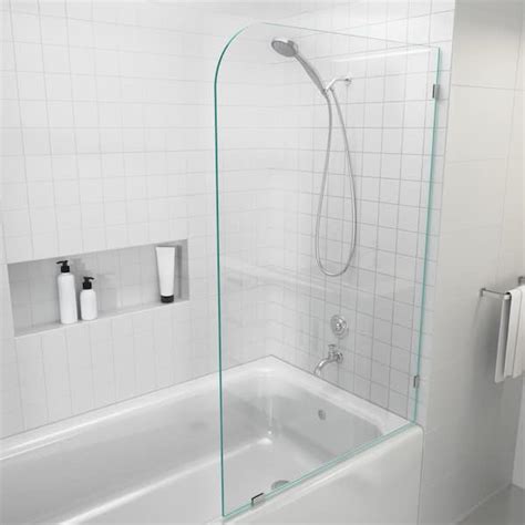 glass warehouse 34 in x 58 25 in single fixed frameless panel radius bathtub shower tub door b