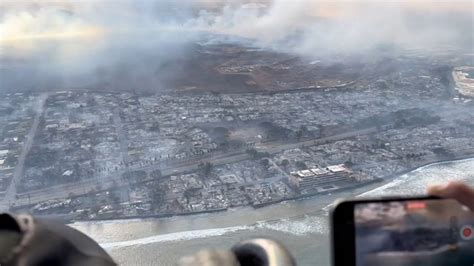 Hawaii Wildfires Aerial Footage Shows Historic Town Of Lahaina Burnt