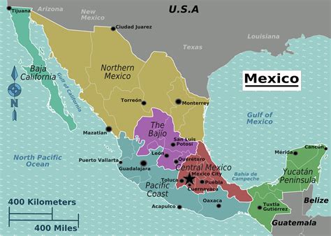 Mexiko Regionen Karte