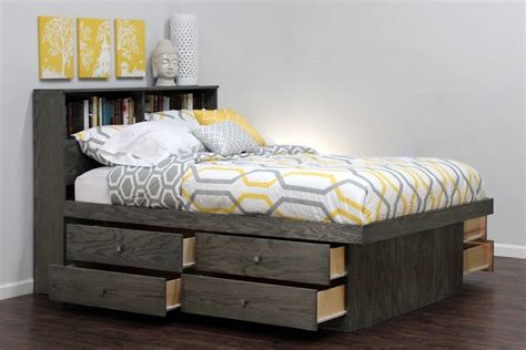 Full platform bed with two storage drawers, baysitone wood bed frame with headboard/wood slat support/no box spring needed/easy assembly (gray. Black Queen Platform Bed With Drawers | Bed frame with ...