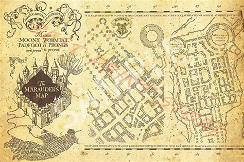 Best Print Store Harry Potter Inspired Hogwarts The Marauders Map Poster 16x24 Inches