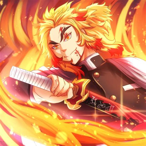 1080x1080 Kyojuro Rengoku Art 2022 1080x1080 Resolution Wallpaper Hd