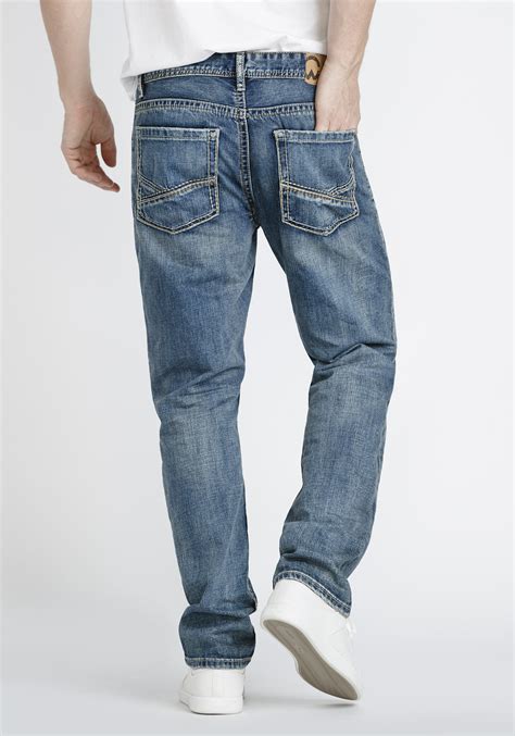 Mens Vintage Wash Relaxed Straight Jeans Warehouse One