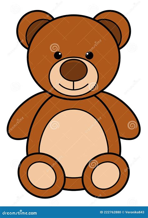 Cartoon Teddy Bear Icon Cuddly Toy Bear Vector Illustration Isolated