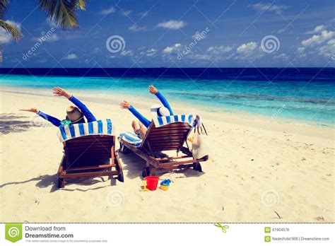 Happy Couple Relax On A Tropical Beach Stock Photo Image Of Concept