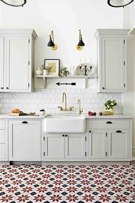 Astounding Collections Of White Kitchens With Tile Floors Photos Home